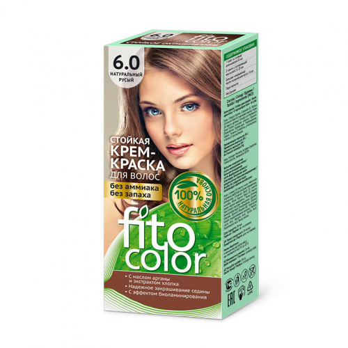 Стойкая крем-краска для волос серии Fitocolor, тон 6.0 натуральный русый 115мл