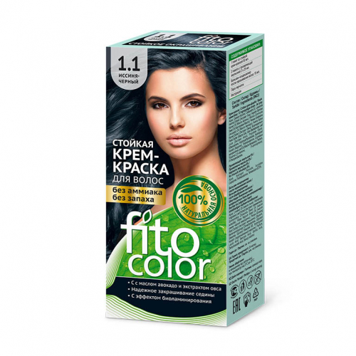 Cтойкая крем-краска для волос серии «Fitocolor», тон 1.1 иссиня-черный 115мл