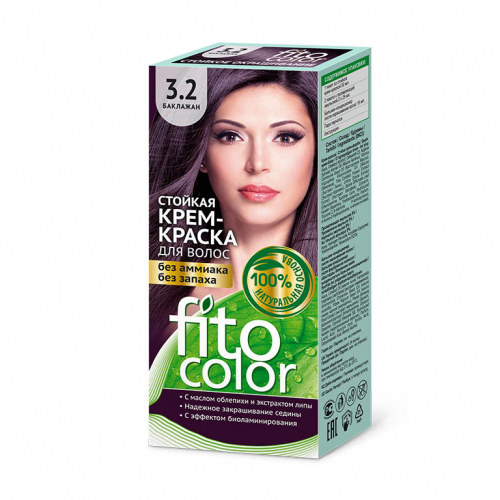 Cтойкая крем-краска для волос серии «Fitocolor», тон 3.2 баклажан 115мл