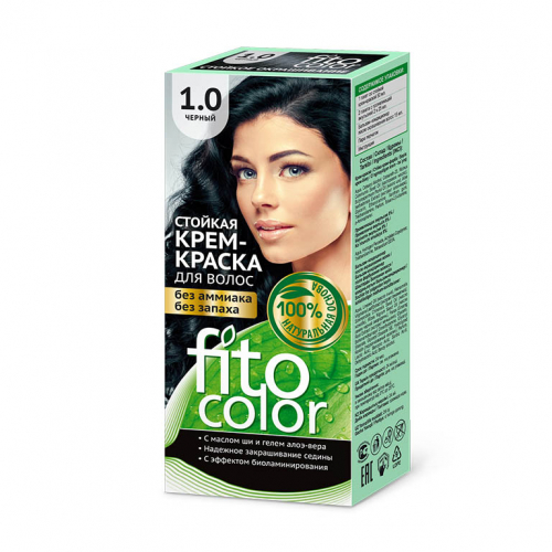 Стойкая крем-краска для волос серии Fitocolor, тон 1.0 черный 115мл