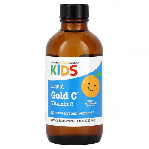 California Gold Nutrition, витамин C в жидкой форме для детей, класса USP, со вкусом терпкого апельсина, 118 мл (4 жидк. унции)