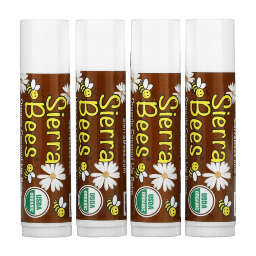 Sierra Bees, органические бальзамы для губ, 4 штуки по 4,25 г (0,05кг)