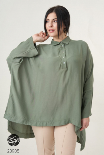Oversize-рубашка с асимметричным нижним краем