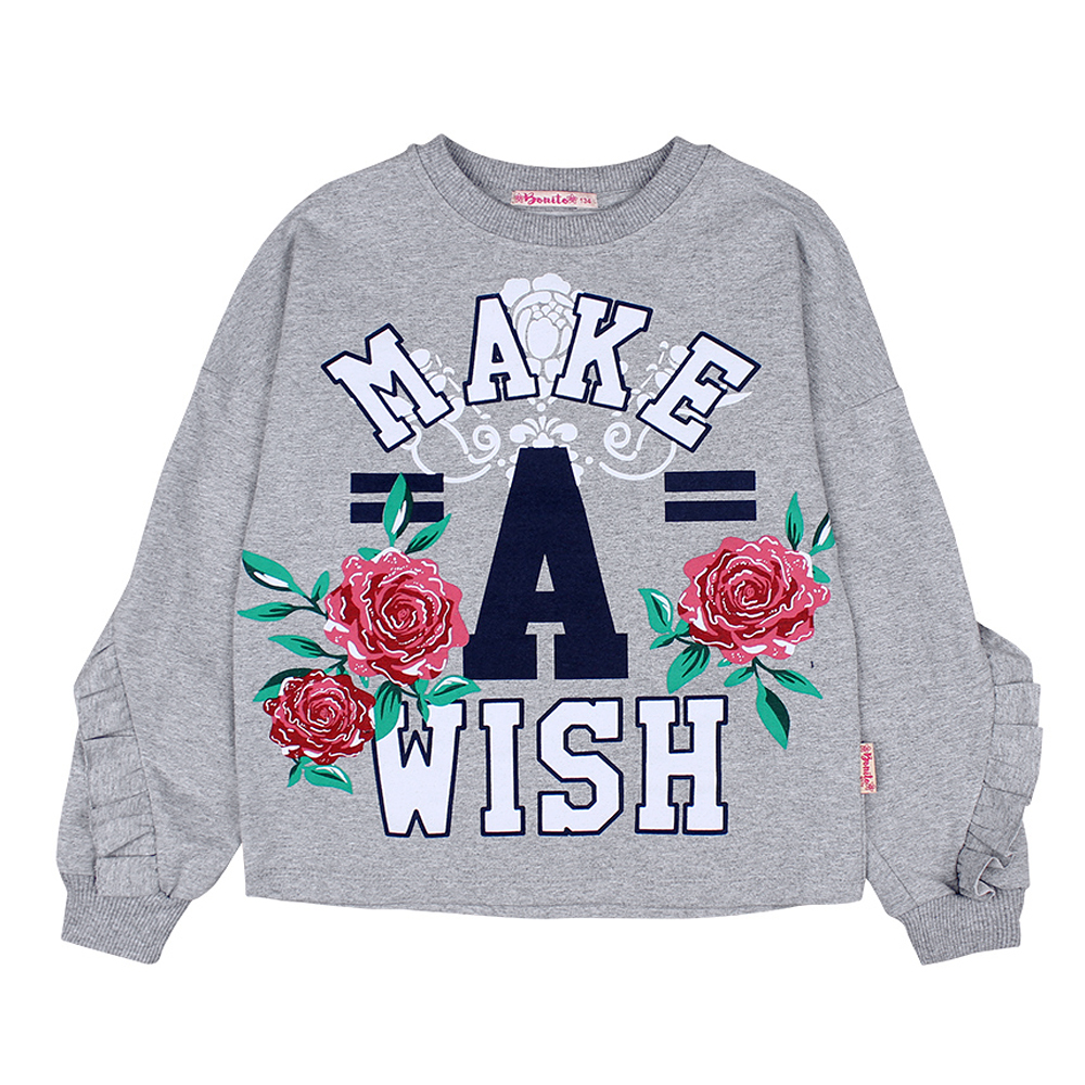 Свитшот для девочки Bonito Kids (BK1371K) серый меланж
