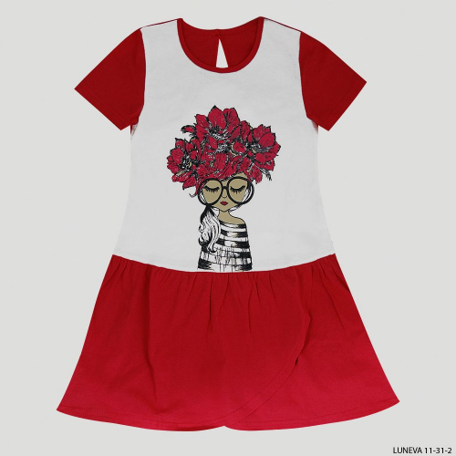 Платье для девочки Luneva (11-31-2) Белый/Красный