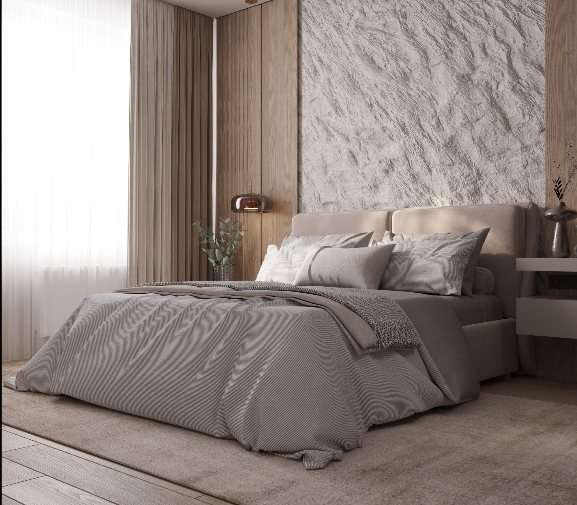 Постельное белье из вареного хлопка ХВ-013 серая полоса