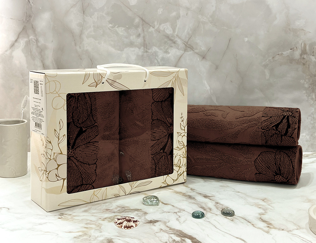 Набор полотенец махровых 2 шт. (50х90) Фиалка 03-107 коричневый