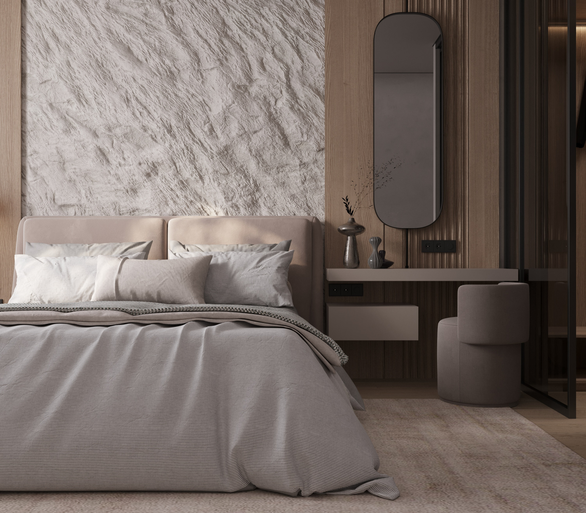 Постельное белье из вареного хлопка ХВ-013 серая полоса