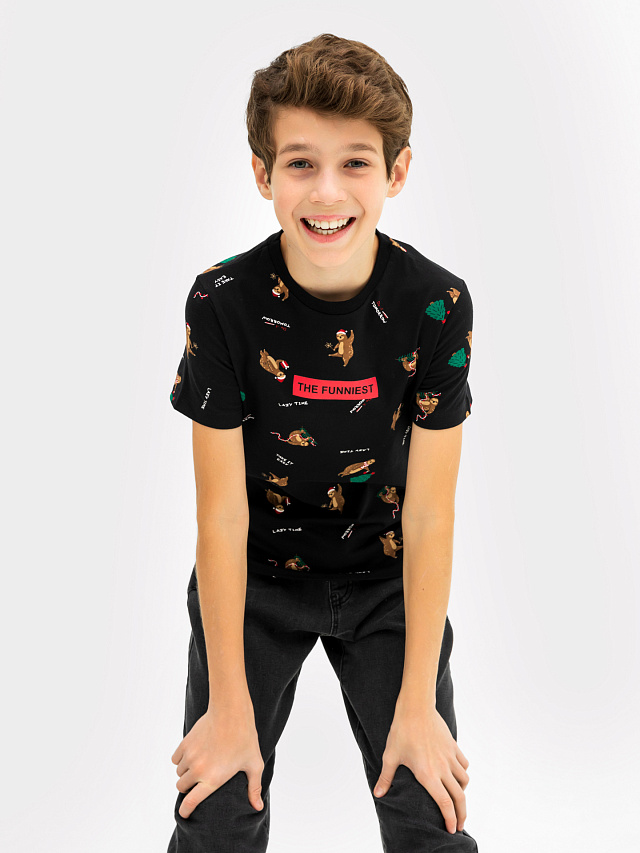 Футболка для мальчиков черная с принтом