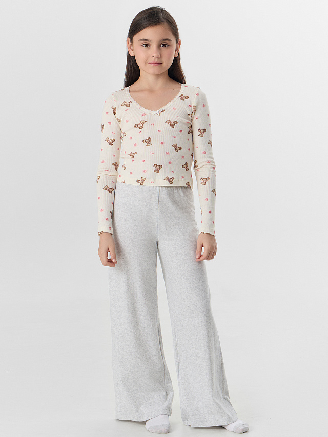 Комплект для девочек бежевый с узором мишек