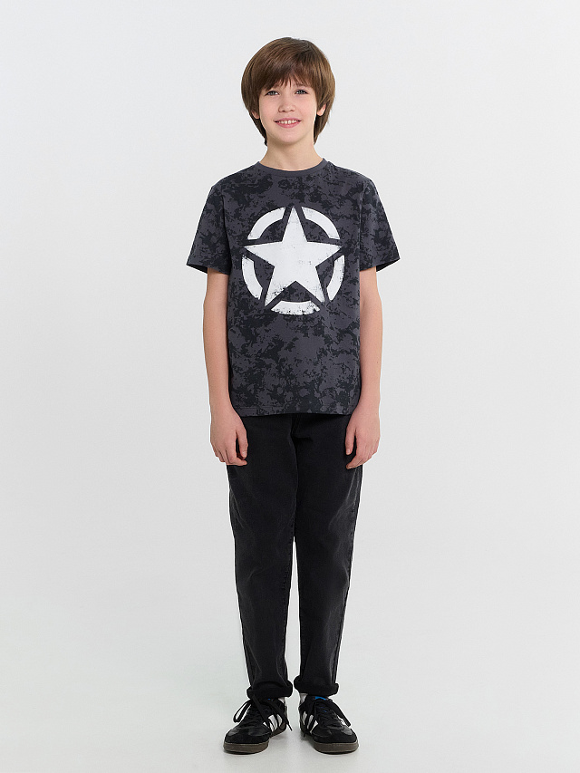 Футболка для мальчиков с принтом в стиле милитари и печатью в виде звезды