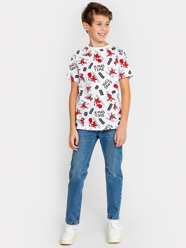 Футболка для мальчиков белая с принтом