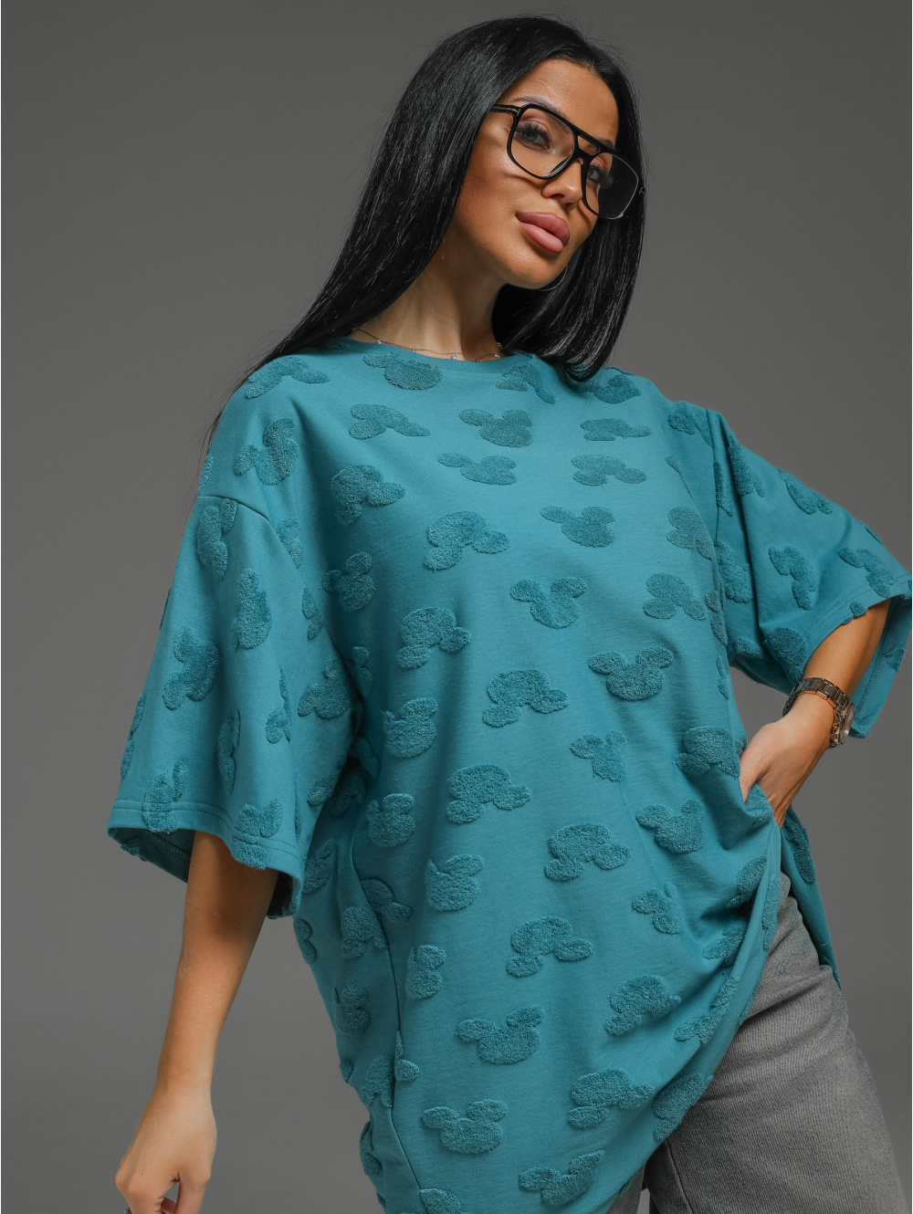 Ирбис футболка женская (махра петроль микки)