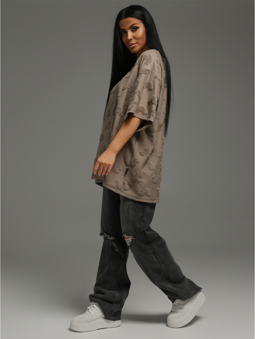 Ирбис футболка женская (махра кофе микки)