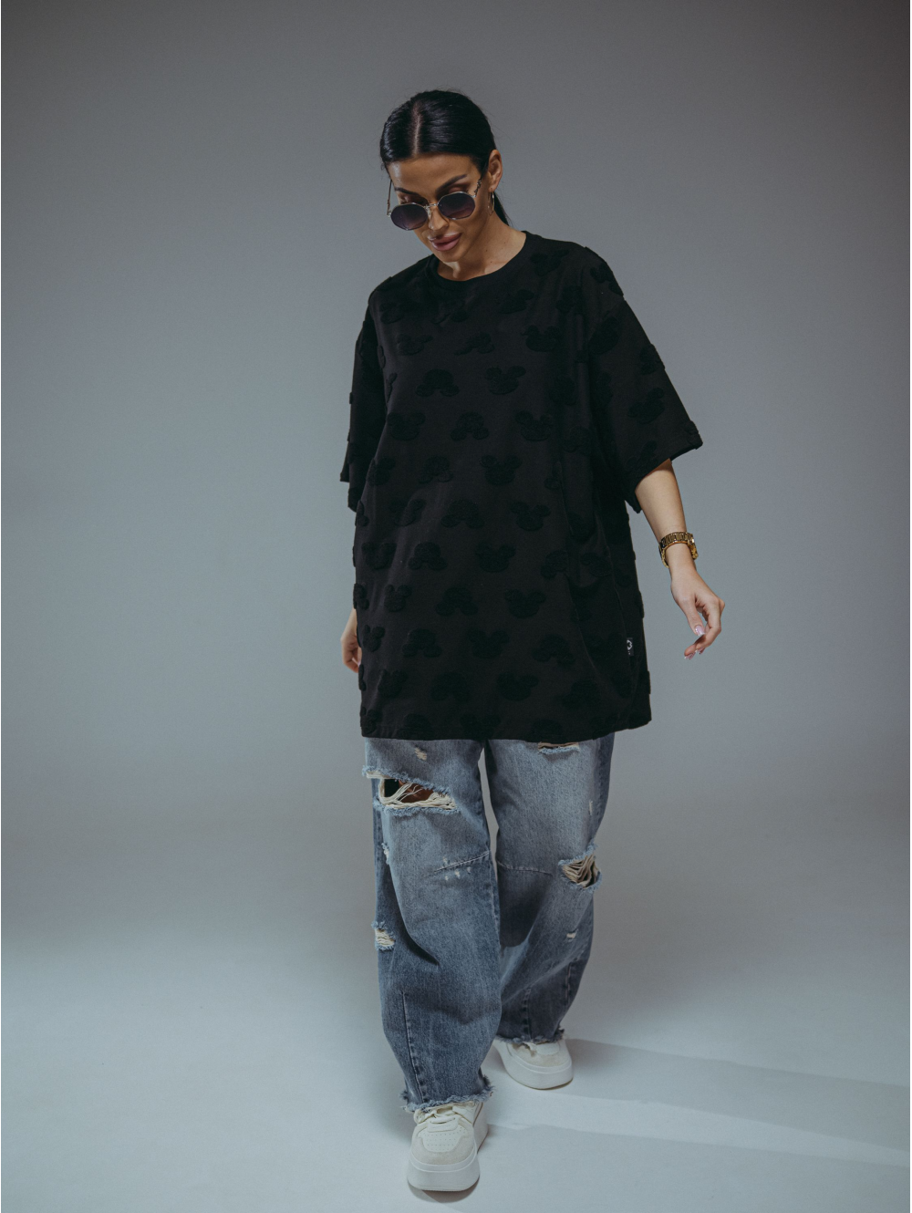 Ирбис футболка женская (махра Микки черный)