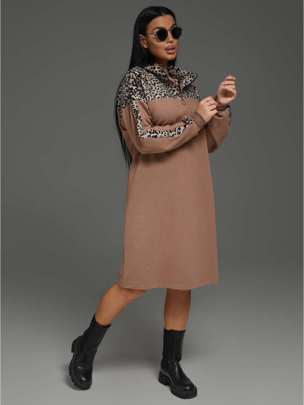 Синди платье женское (кофе леопард)
