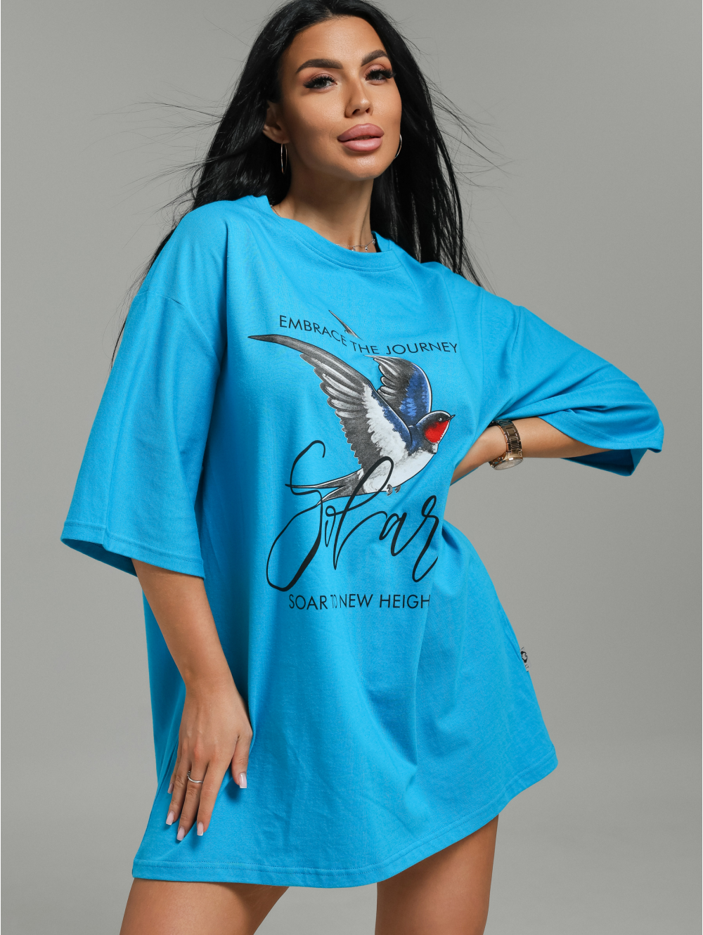 Амина футболка женская (бирюза птички)