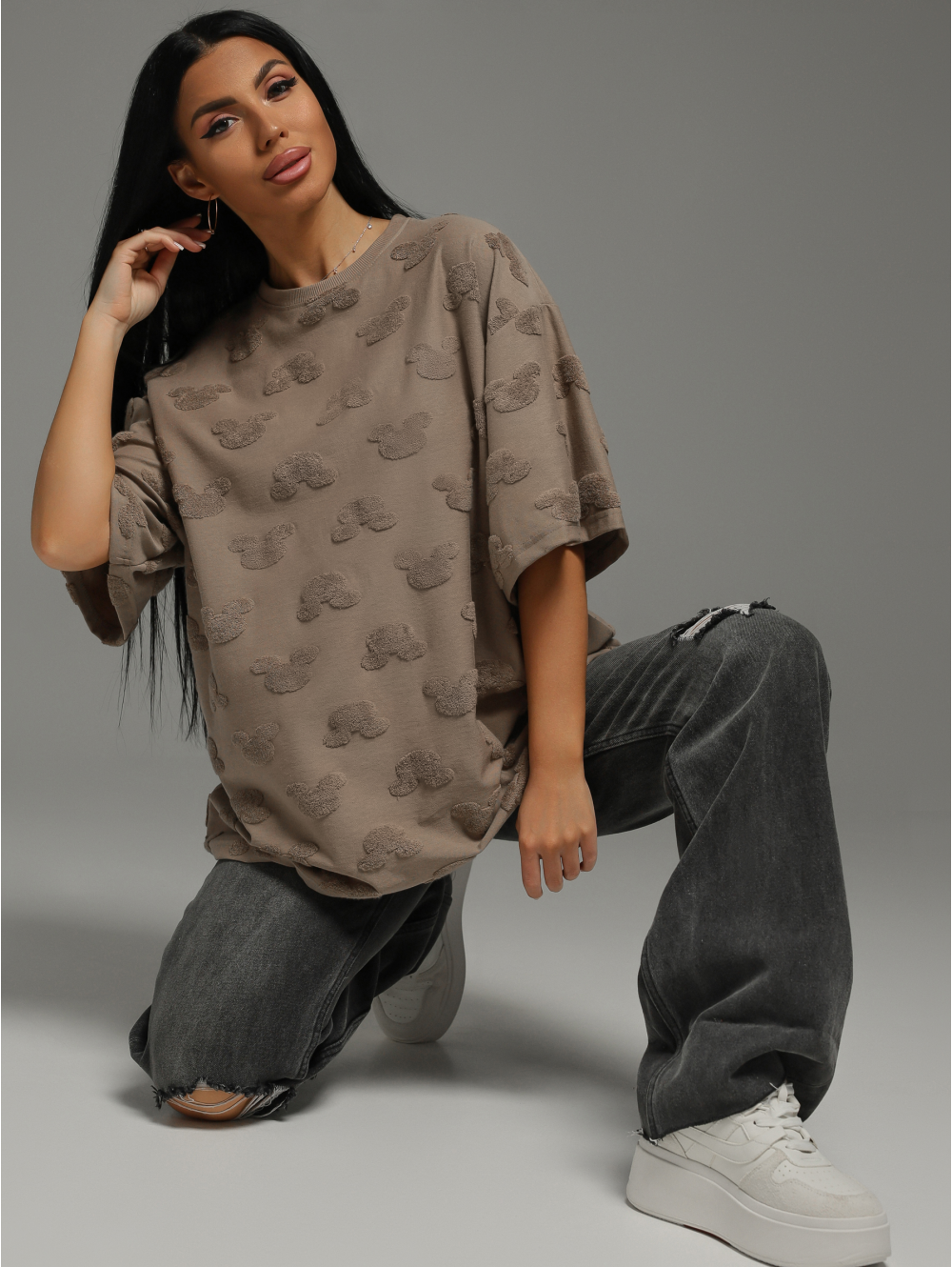 Ирбис футболка женская (махра кофе микки)