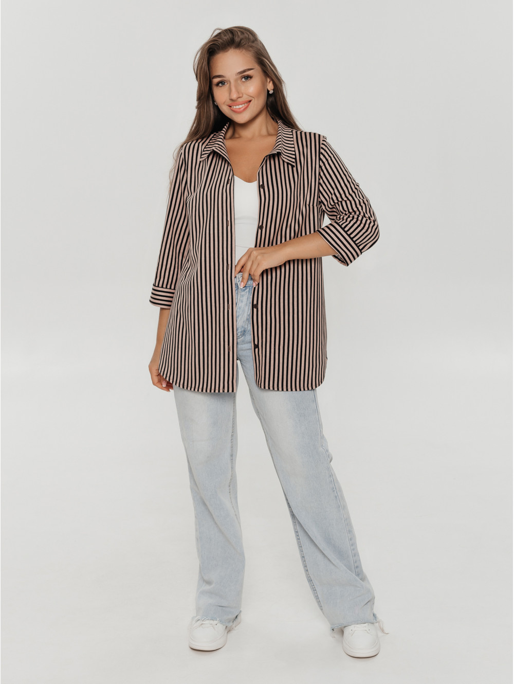 Жанетта туника женская (полоса кофе)