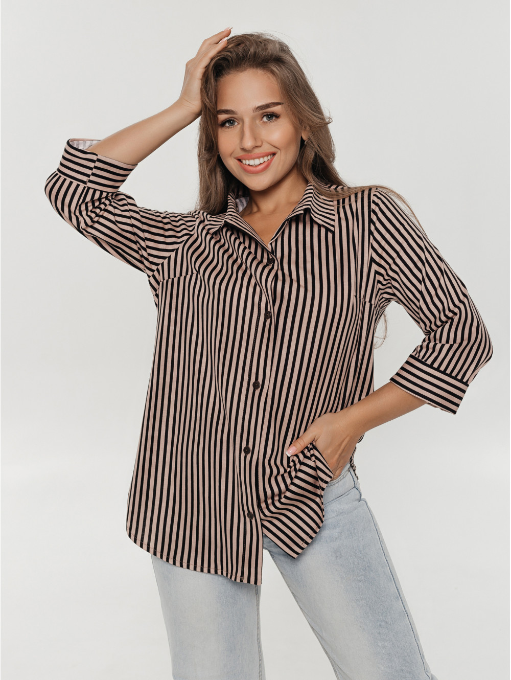 Жанетта туника женская (полоса кофе)