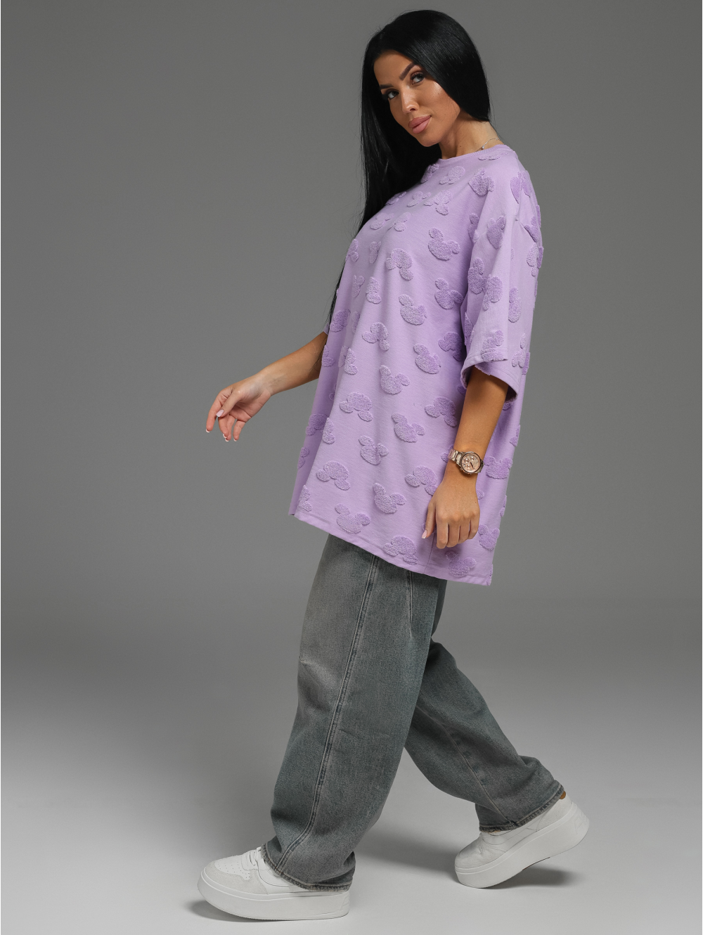 Ирбис футболка женская (махра лиловый микки)