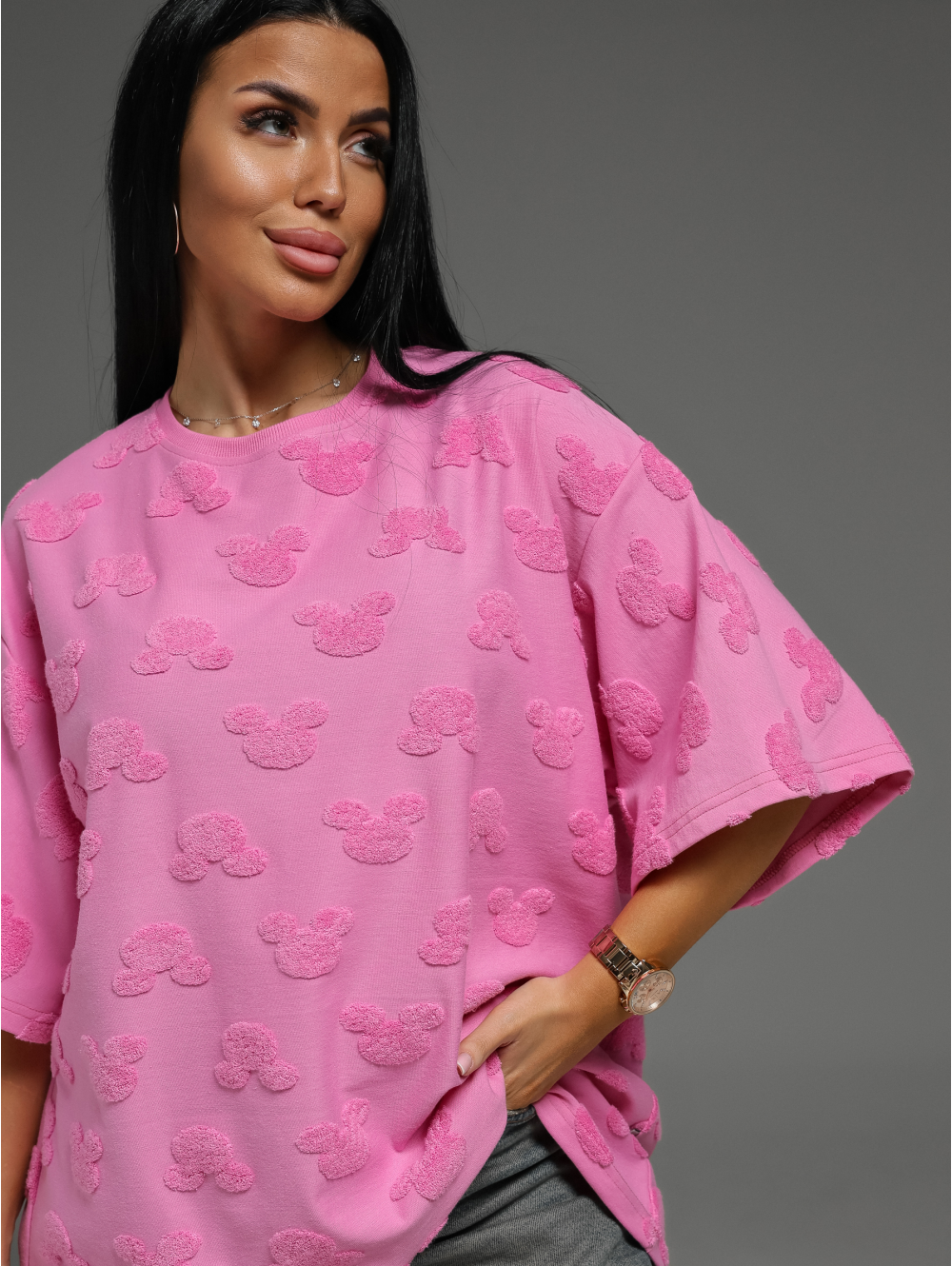 Ирбис футболка женская (махра розовый микки)