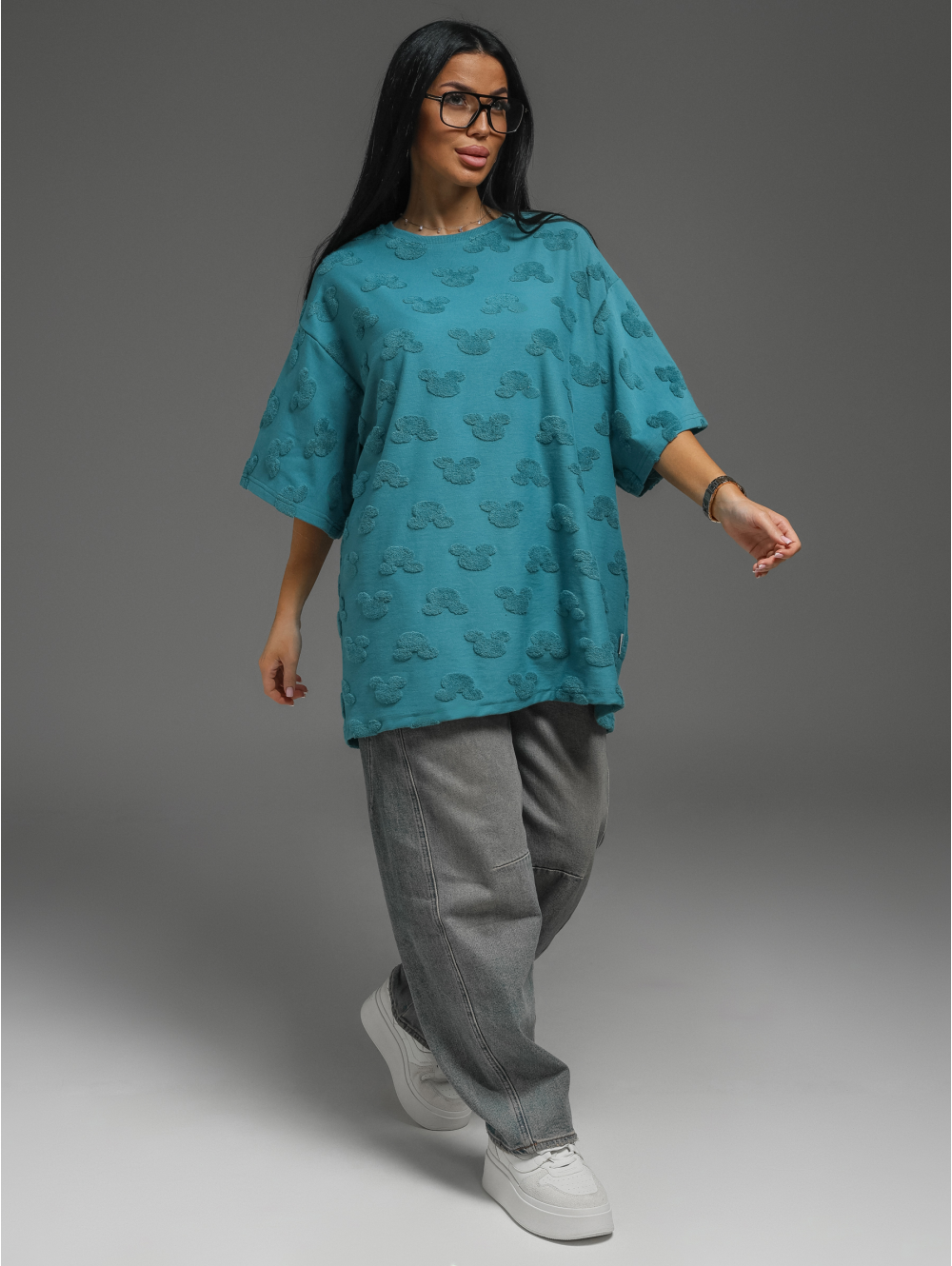 Ирбис футболка женская (махра петроль микки)