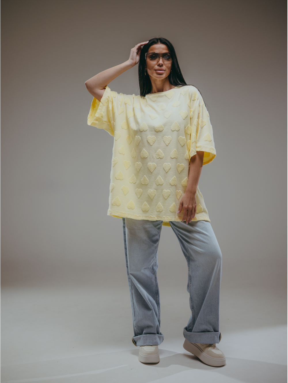 Ирбис футболка женская (махра сердца сливочное масло)