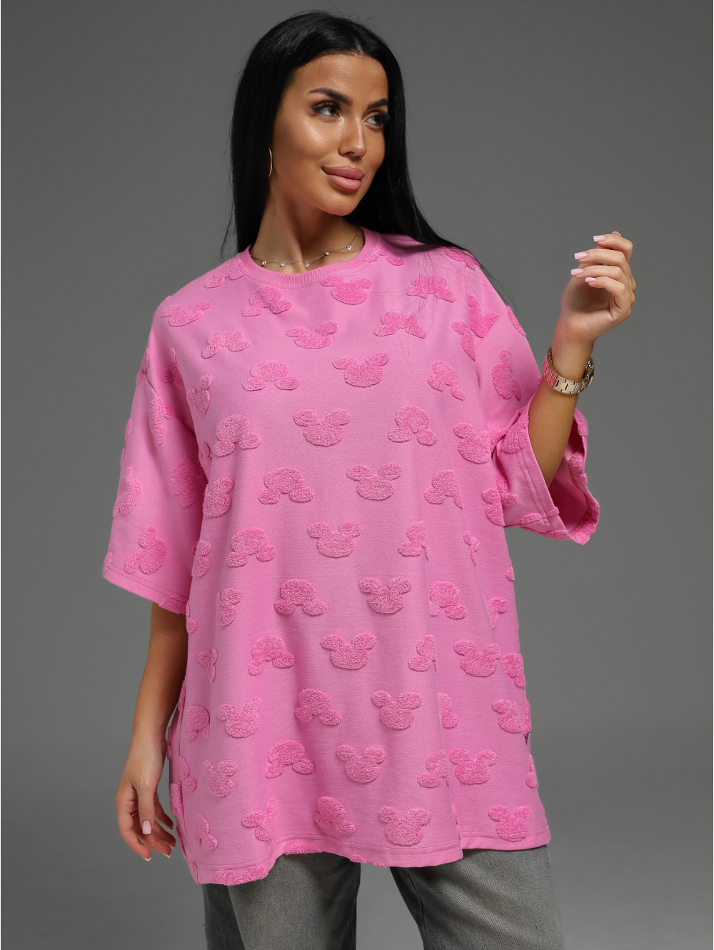 Ирбис футболка женская (махра розовый микки)