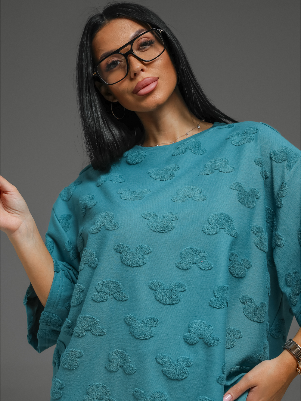 Ирбис футболка женская (махра петроль микки)