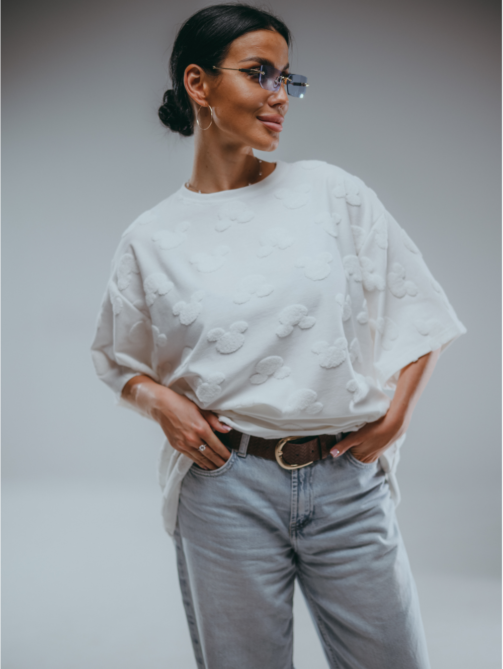 Ирбис футболка женская (махра Микки молоко)