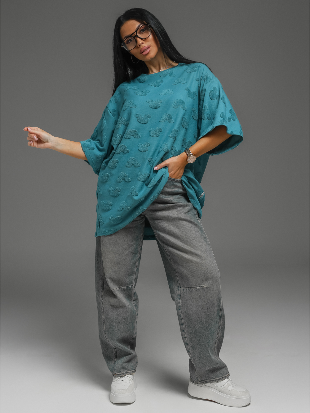 Ирбис футболка женская (махра петроль микки)