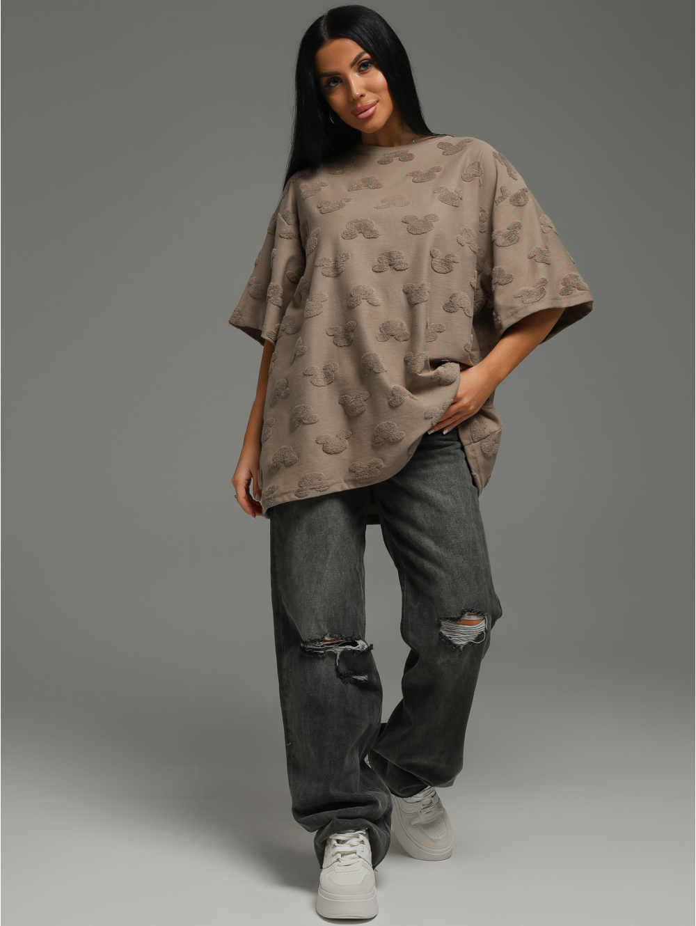 Ирбис футболка женская (махра кофе микки)