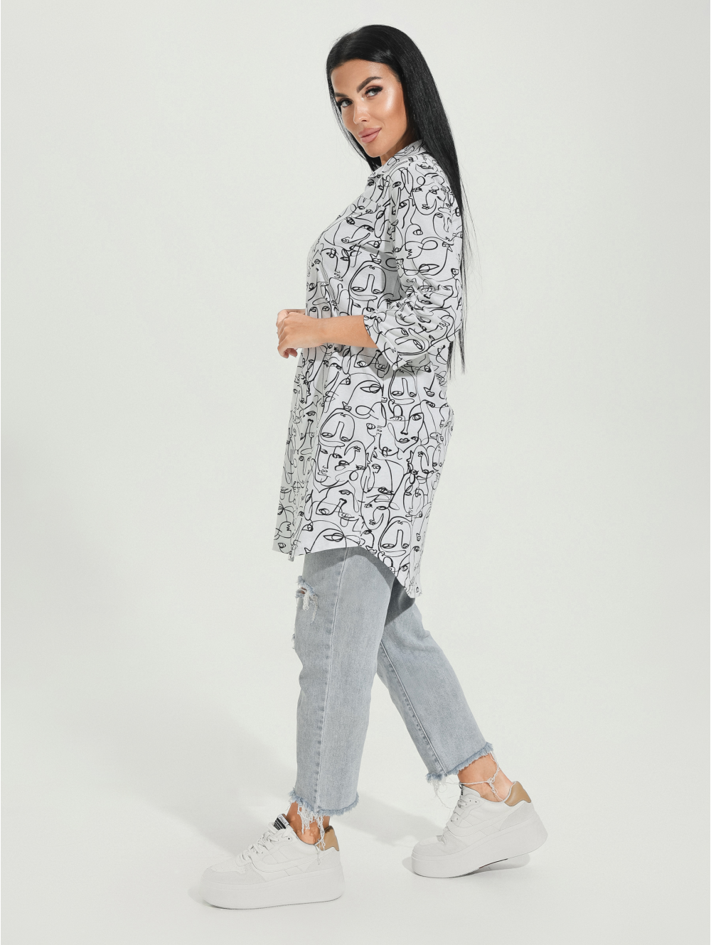 Тэффи туника женская (графика белый)
