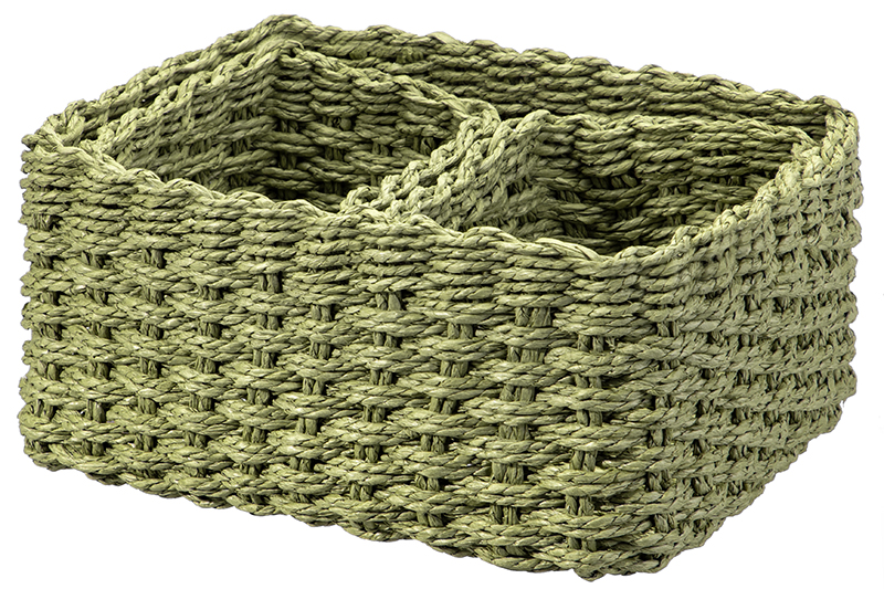 Набор 3 плетеных корзин 28*22*14 см, 18*14*11 см, зеленый