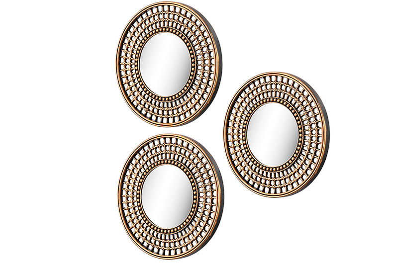 Набор из 3-х интерьерных зеркал 24,5*24,5*1,5 см с подвесом. пластик