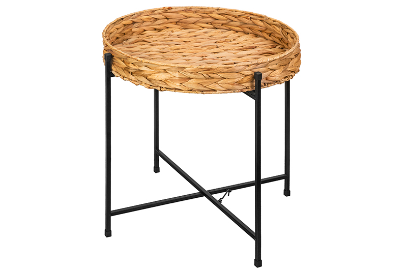 Столик журнальный 50*50*51 см складной со съемной столешницей из водного гиацинта, круглый