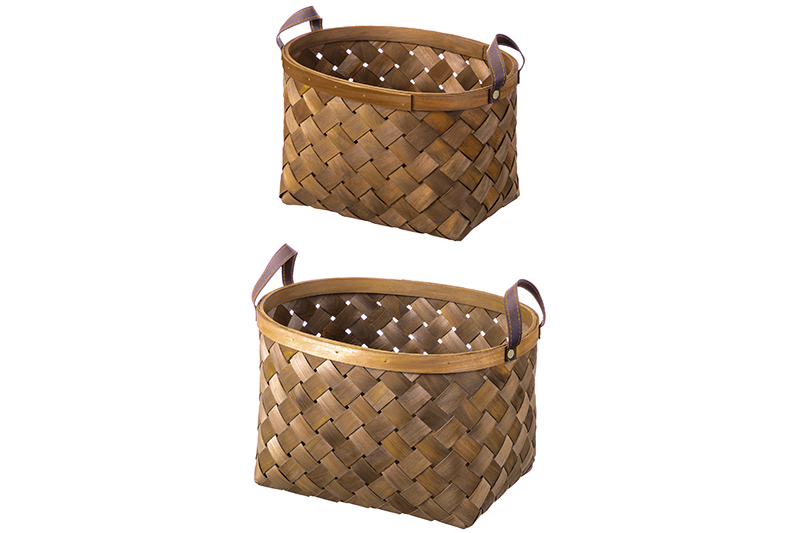 Набор 2 корзин 1 корзинка 35*28*22 см, 1 корзинка 30,5*24,5*20 см, коричневый