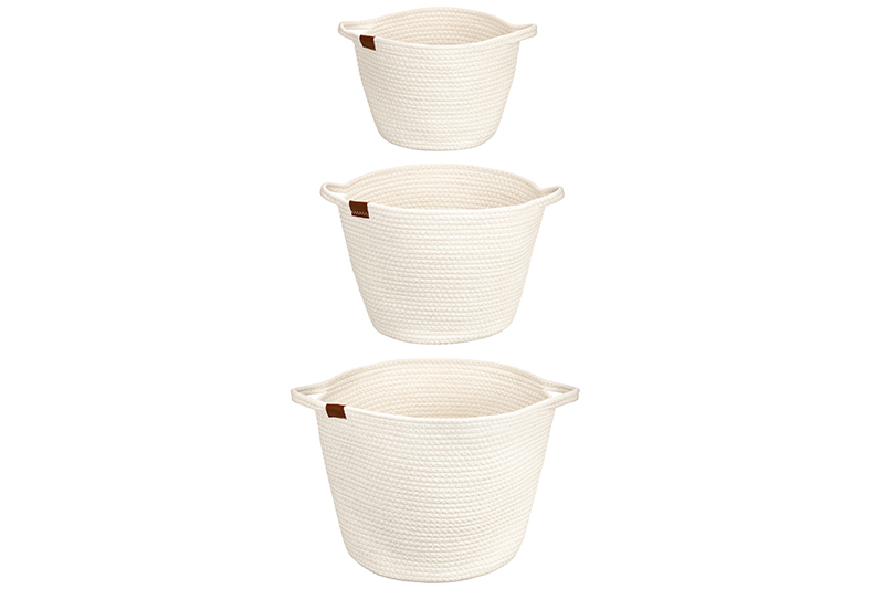 Набор 3 текстильных корзин д/хранения 27*27*20 см, 30*30*25 см, 37*37*30 см, молочный