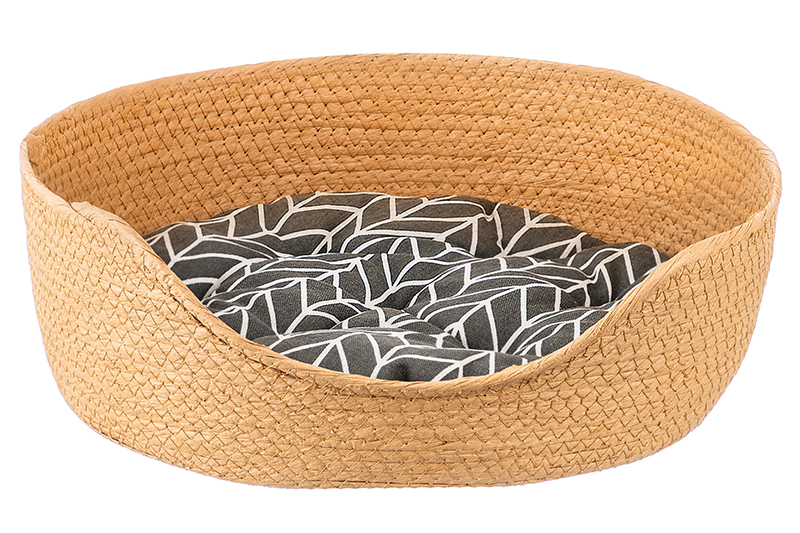 Лежанка плетеная для кошек и собак 40*40*14 см, с подушкой