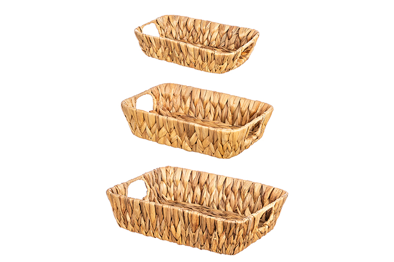Набор 3 плетеных корзин 35*26*9 см, 31*22*8 см, 27*18*6 см, водный гиацинт