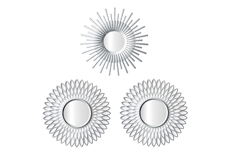 Набор из 3-х интерьерных зеркал 25*25*1,5 см с подвесом, пластик