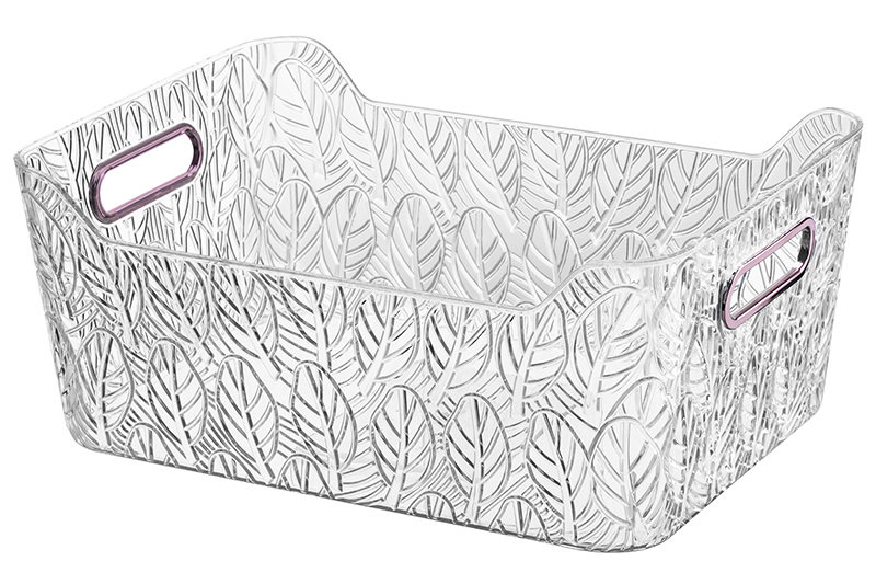 Органайзер для хранения 35*25*15 см с металлическими ручками, прозрачный пластик