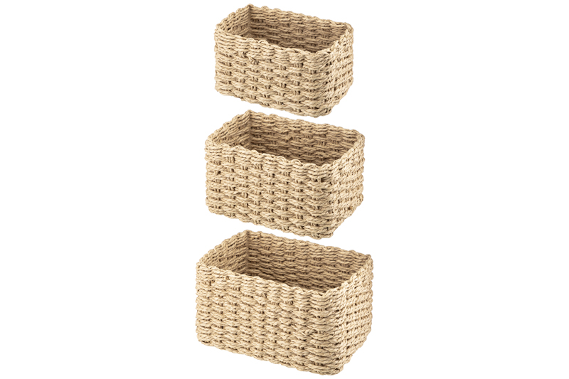 Набор 3 плетеных корзин 22*16*13см, 20*14*12см, 18*12*10см, соломенный