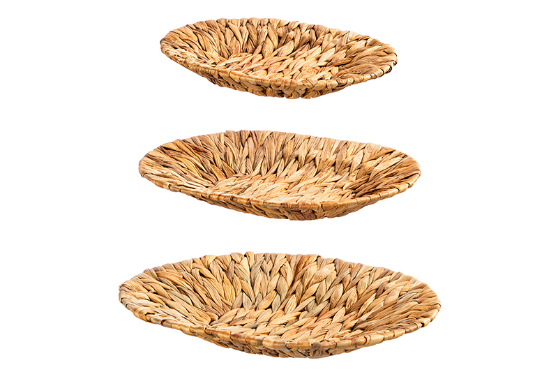 Набор 3 плетеных корзин 37*30*5,5 см, 33*26*4,5 см, 28*22*4см, водный гиацинт