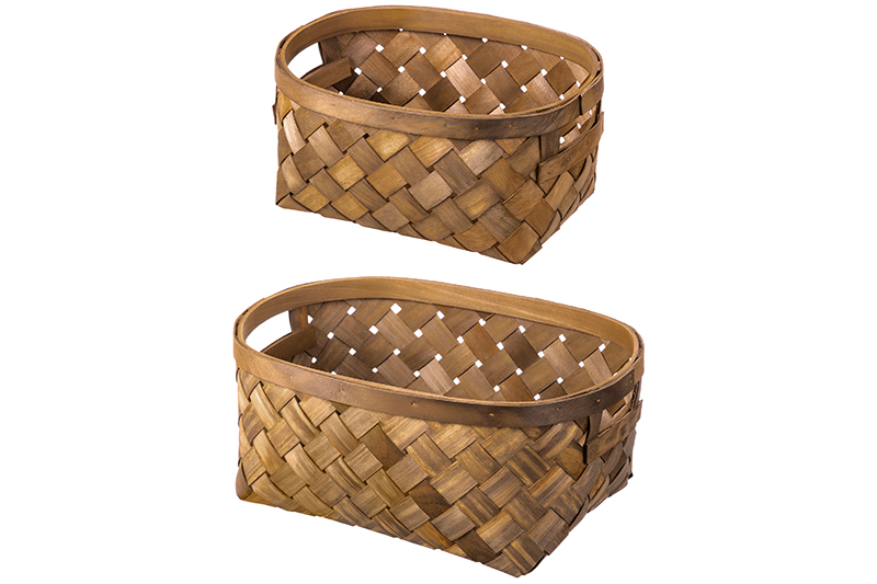 Набор 2 корзин 1 корзинка 34,5*26*15,5 см, 1 корзинка 29*22*13,5 см, коричневый
