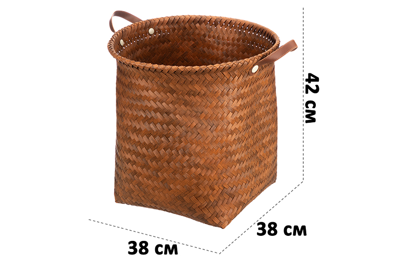 Корзина плетеная д/хранения 38*38*42 см, с ручками, полиротанг