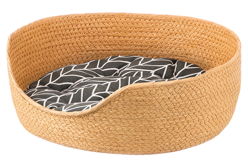 Лежанка плетеная для кошек и собак 40*40*14 см, с подушкой