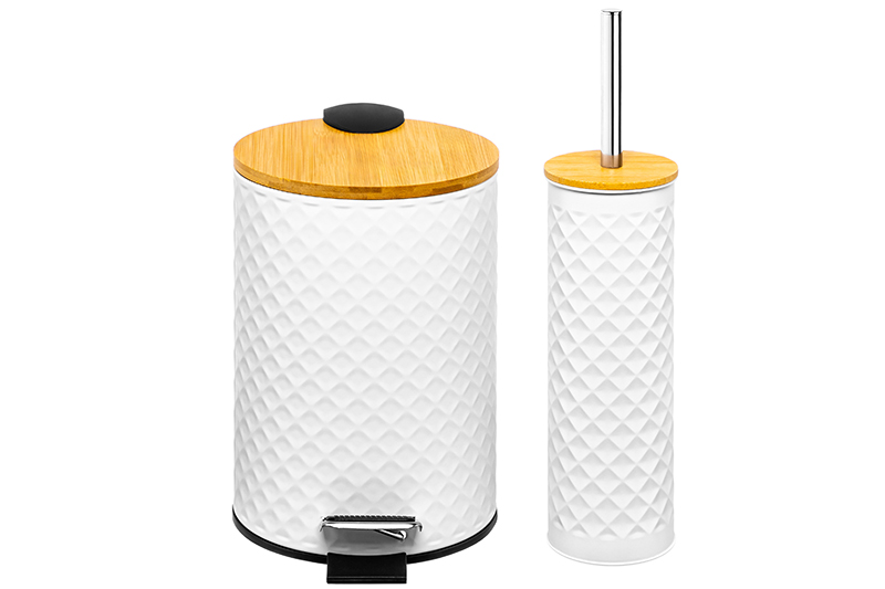 Набор - Контейнер для мусора 3 л 20*17*25 см + Держатель с ершиком 9,5*9,5*38 см