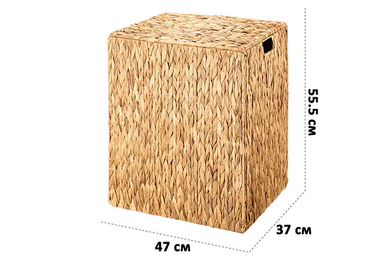 Корзина плетеная д/хранения 47*37*55,5 см с крышкой, ручками, складная, водный гиацинт